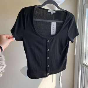 crop top // NTW // faux button detail // black